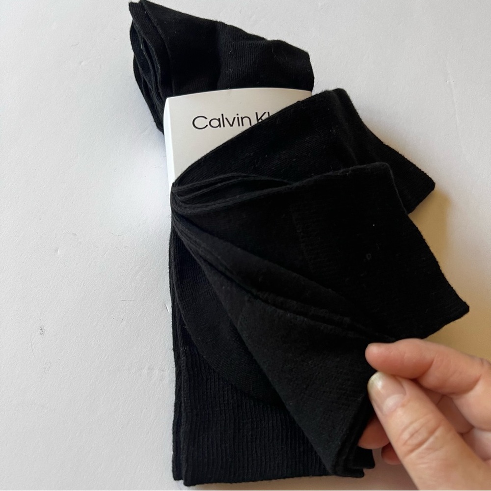 CALVIN KLEIN MENS 4 PAIR PACK LIGHTWEIGHT COMBED COTTON CREW SOCKS BLACK OS NWT